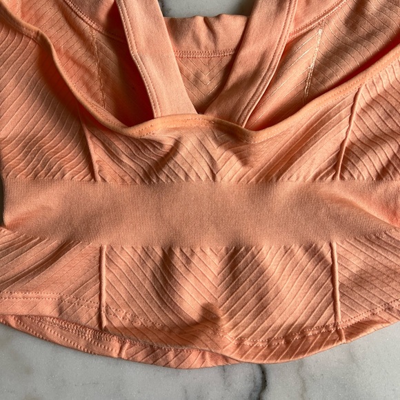 FP Movement by Free People Cinched Textured Sports Bra Cami Top Salmon Peach - Picture 4 of 7